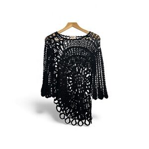 Roz & Ali Black Crochet Knitwear